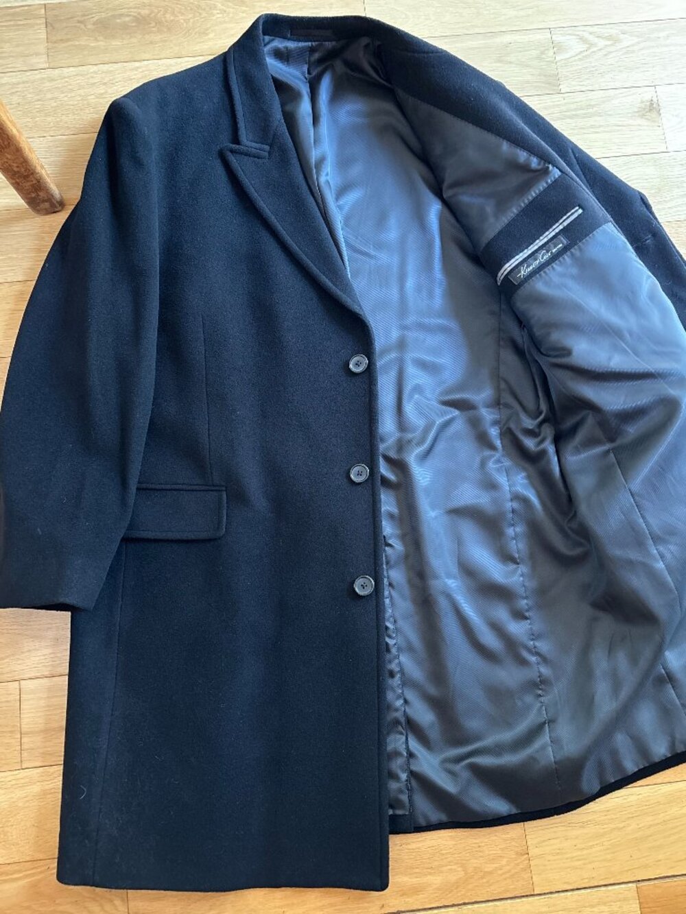 Like NEW Kenneth Cole 100% Cashmere & Wool Dress Coat 48R XXL  Navy Blue